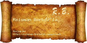 Reisman Borbála névjegykártya